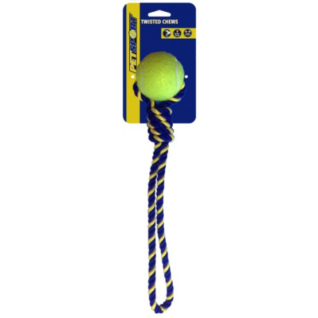 Pet Sport Cotton Rope Tug with Tuff Ball kamuoliukas su virve šunims