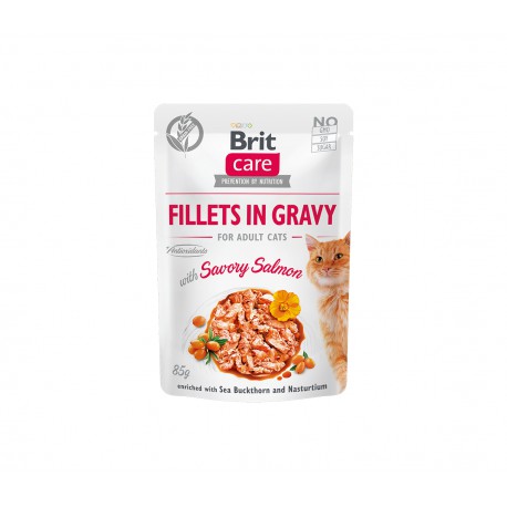 Brit Care Cat konservai katėms Fillets in Gravy Savory salmon