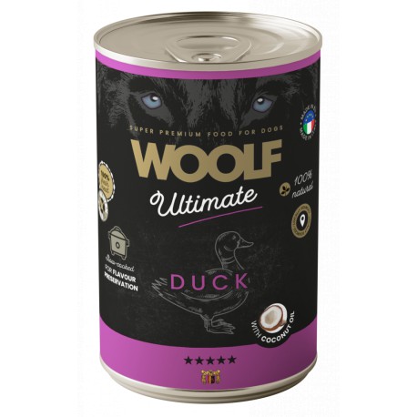 WOOLF ULTIMATE DUCK WITH COCONUT OIL konservai šunims su antiena